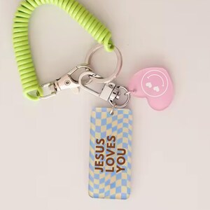 Llavero cristiano de pulsera, accesorio retro personalizado para bolso, llavero cristiano personalizado, regalos de estudio bíblico, accesorios cristianos