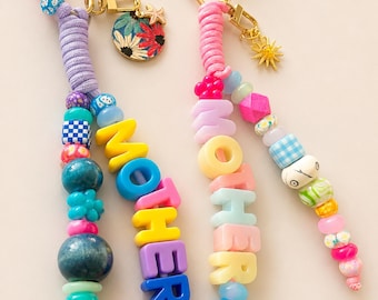 MOTHER Bag Charm Custom Colorful Beaded Keychain for Mom Handmade Carabiner Purse Accessory Gift for Her