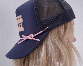 Beaded Hat Chain for Trucker Hats with Cute Bow Trendy Snapback Accessories with Multiple Color Options Trendy Gift for Her Cute Hat Charms
