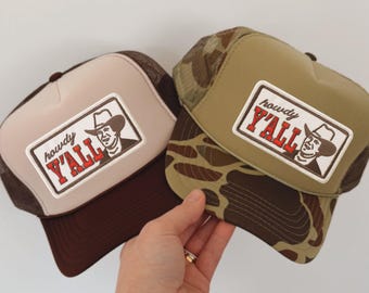 Howdy Y'all Trucker Hat: Custom Embroidered Western Snapback