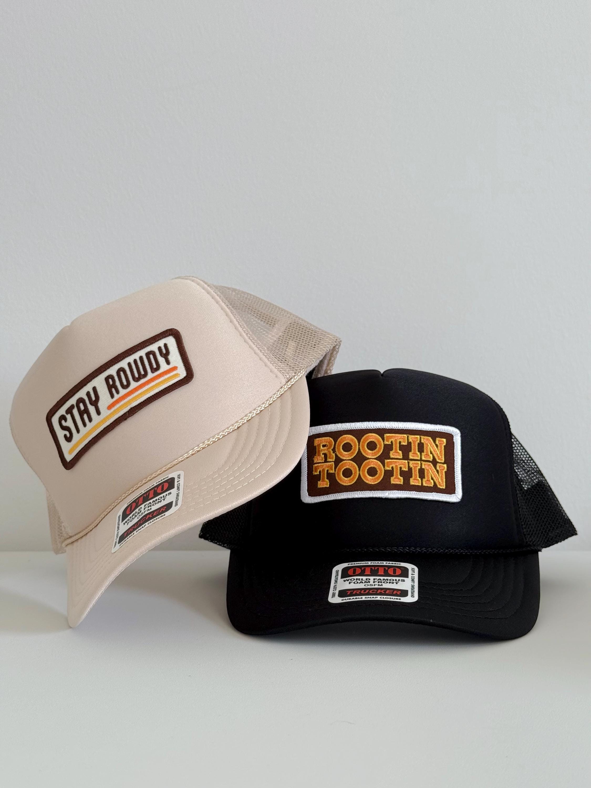 Vintage Embroidered Patch Western Snapback Trucker Hat Retro Baseball Cap Lazy J Ranch Navy & White Retro Hereford Classic Five Panel  main image 2
