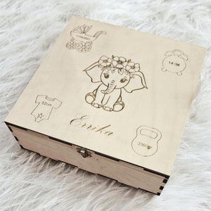 Regalo único para bebé recién nacido, caja de recuerdos para bebé, regalo de nacimiento, regalo de bautizo, regalo de bebé personalizado, caja cortada con láser, caja de madera de recuerdo