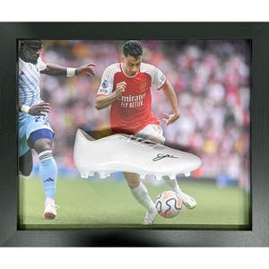 Gabriel Martinelli Signed Arsenal Boot: Framed Football Memorabilia