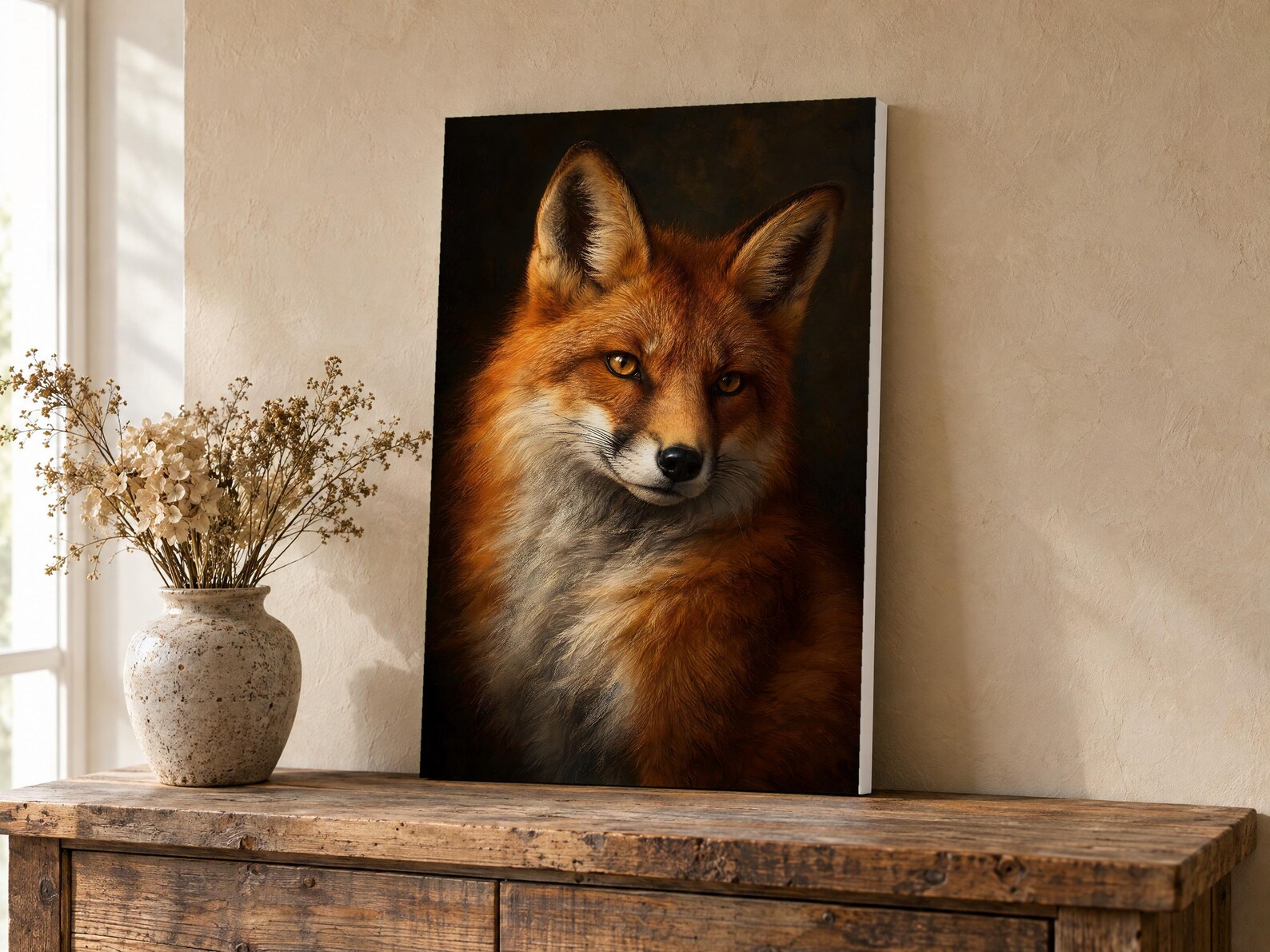 Fox Portrait, Red Fox Moody Oil Painting Print, Woodland Animal Wall ...