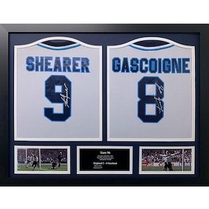 Signed Shearer & Gascoigne England Euro 96 Shirts - Framed Memorabilia