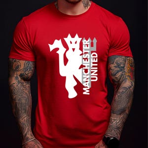 Manchester United Red Devil T-Shirt: 100% Cotton Man Utd Fan Wear.  Old Trafford essential.