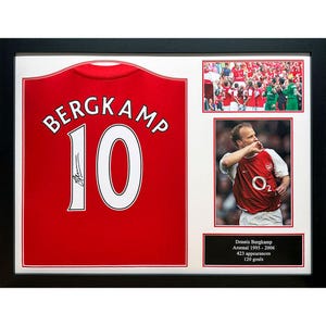 Signed Dennis Bergkamp Arsenal Shirt: Framed Football Memorabilia