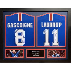 Official Rangers FC Laudrup & Gascoigne Signed Shirts, Framed Signed Shirt - Ultimate man cave - gift for him - football gift - Rangers FC