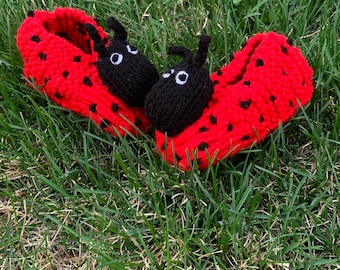 Ladybug Slippers Animal Slippers Knitted Kids Slippers Insects Bugs knitted slippers