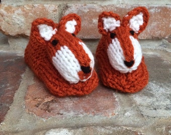 Fox Slippers Animal Slippers Fox Booties Foxy Slippers Forest Animal Slippers - Children's Knitted Slippers Made to Order