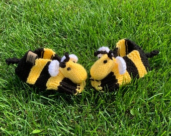 Bee Slippers Animal Slippers - Children's Knitted Slippers Made to Order