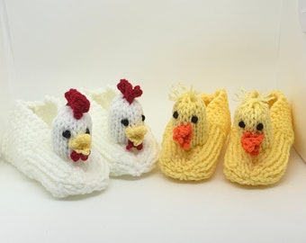 Chicken Slippers Duck Slippers Children's Animal Slippers Knitted Baby Animal Booties - Pick One