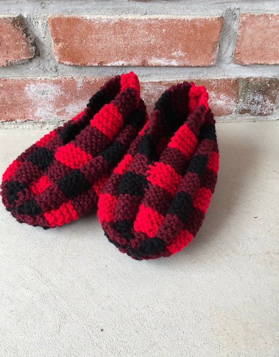 kids buffalo plaid slippers