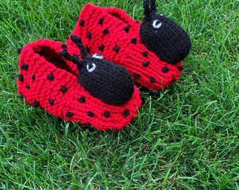 Ladybug Slippers Animal Slippers Knitted Kids Slippers Insects Bugs knitted slippers