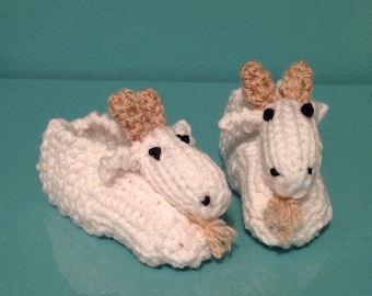 Goat Animal Slippers for Children Goat Knitted Slippers Made to Order