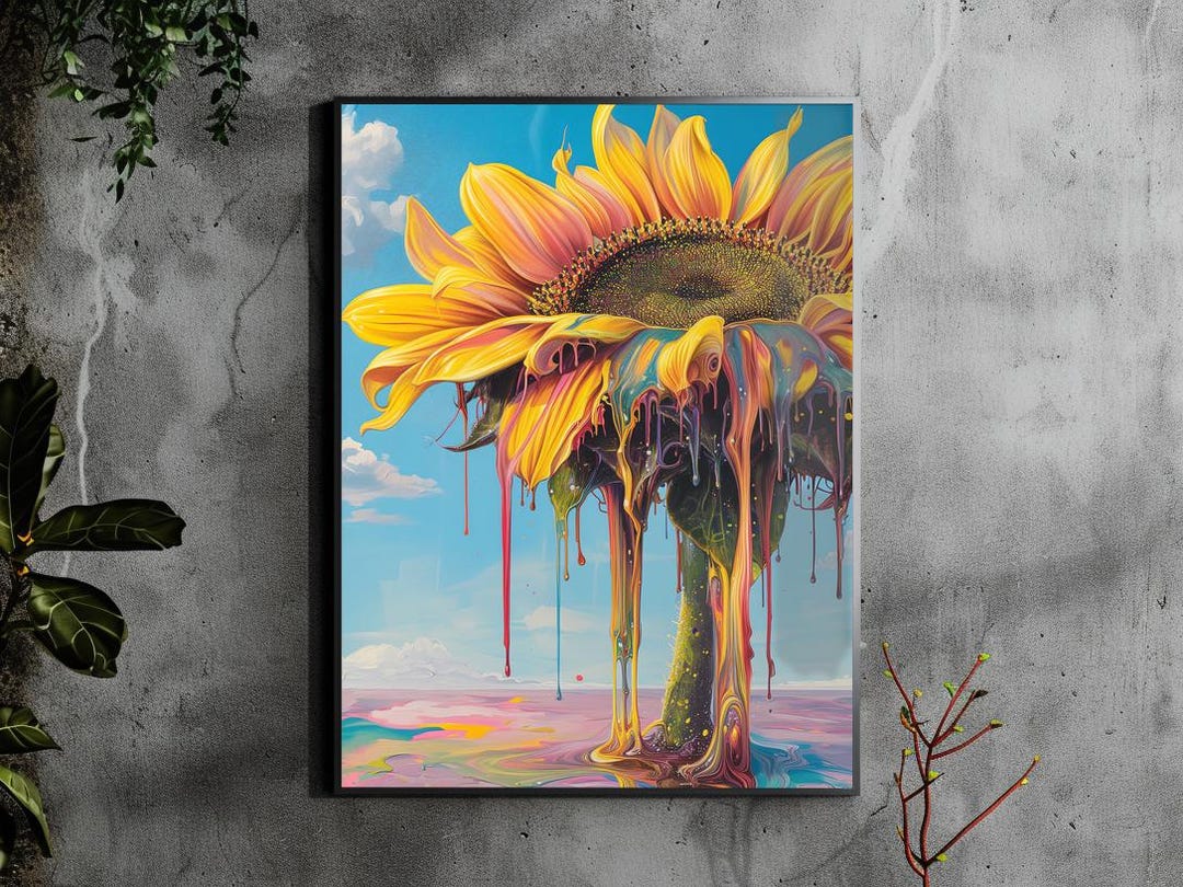 Psychedelic Sunflower Drip Poster Ultrafine Detailed Artwork ...