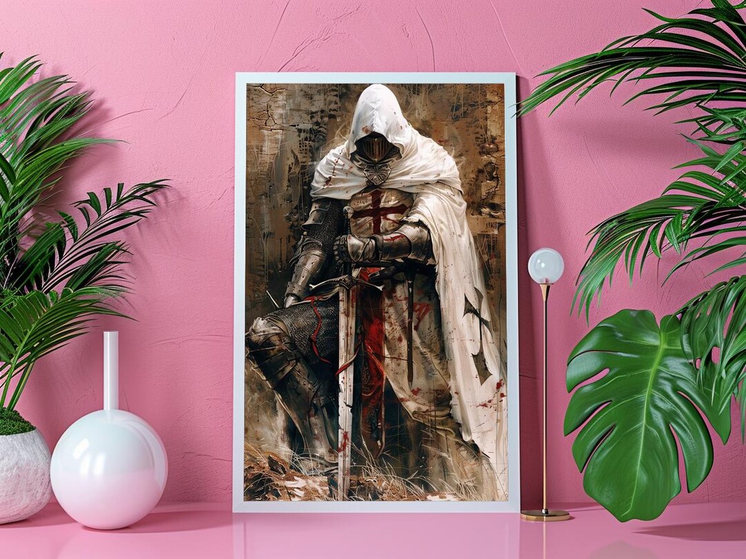 Medieval Templar Crusader Gothic Art Poster Knight Sword Artwork Fine ...