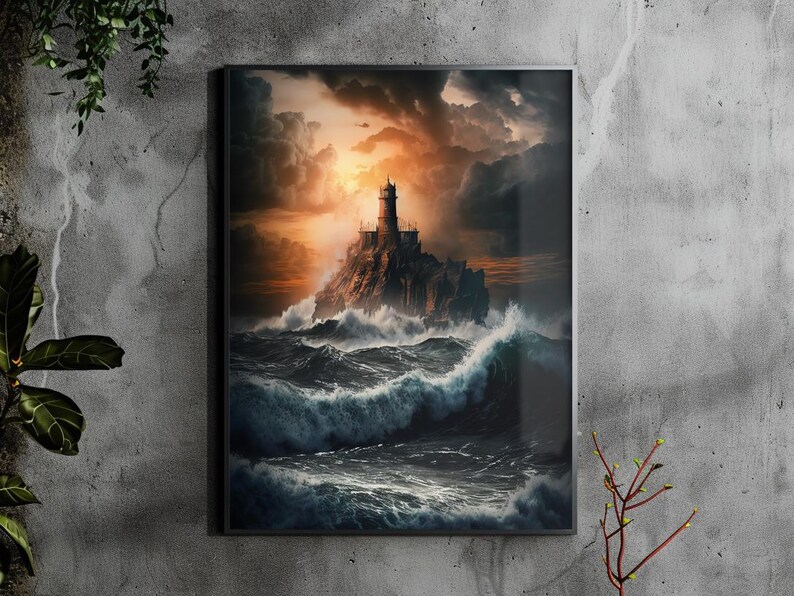 Gothic Lighthouse Fantasy Art Dramatic Ocean Matte Painting Stunning ...