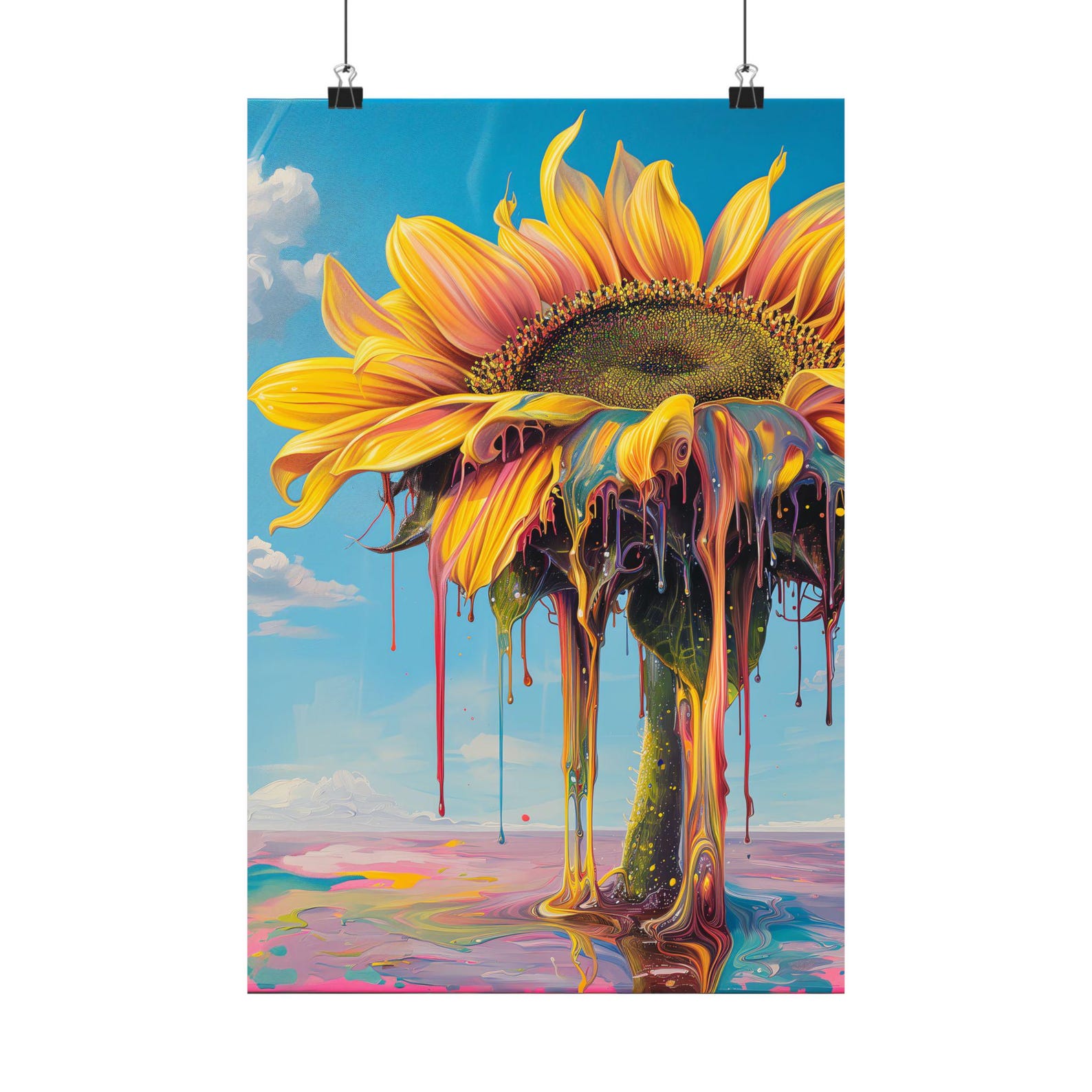 Psychedelic Sunflower Drip Poster Ultrafine Detailed Artwork ...
