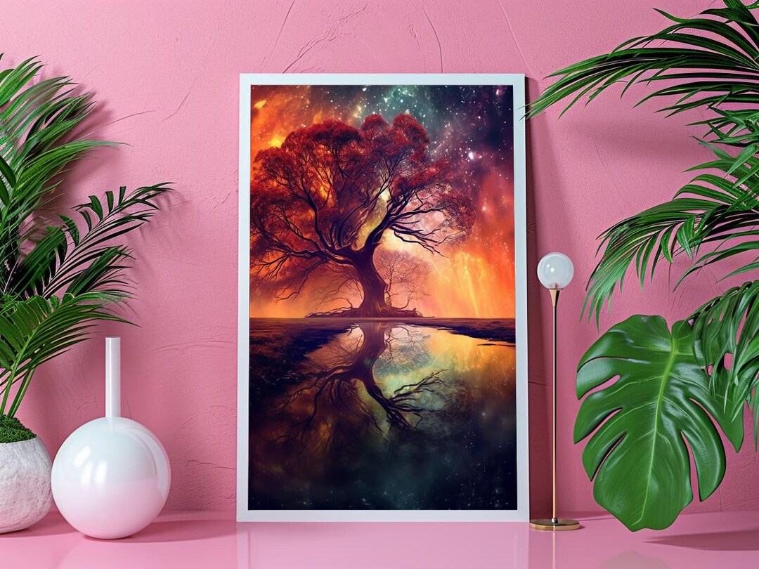Vivid Cosmic Tree of Life Fantasy Art Poster Award-winning Artistry ...