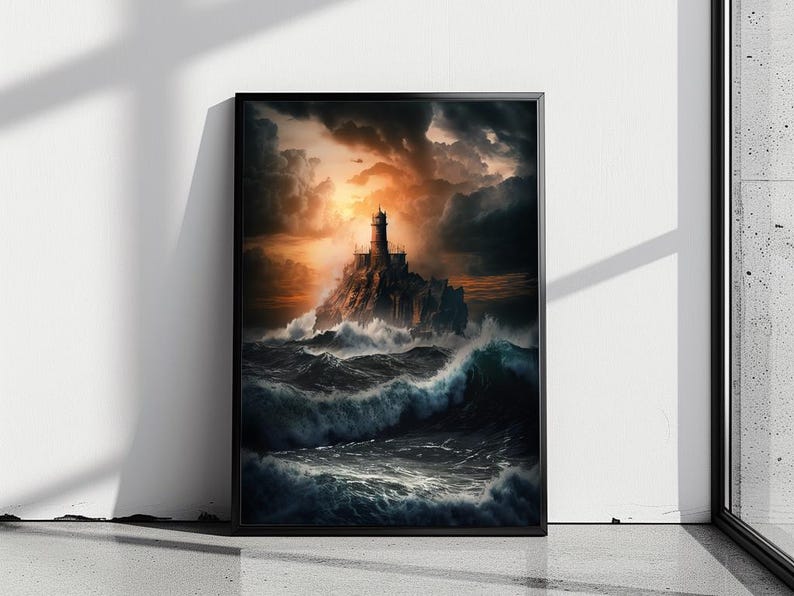 Gothic Lighthouse Fantasy Art Dramatic Ocean Matte Painting Stunning ...