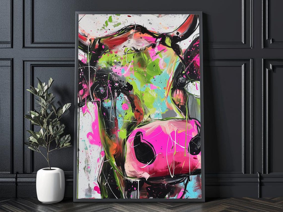 Abstract Cow Artwork Inspired by Neo-fauvism Pop Art Poster Trending ...