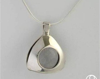 Sterling Silver Kinetic Pendant with Crystal sphere in tension