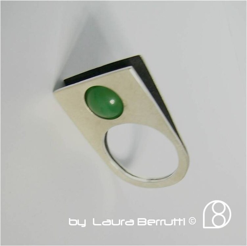 Sterling ring met ronde Jade steen afbeelding 4