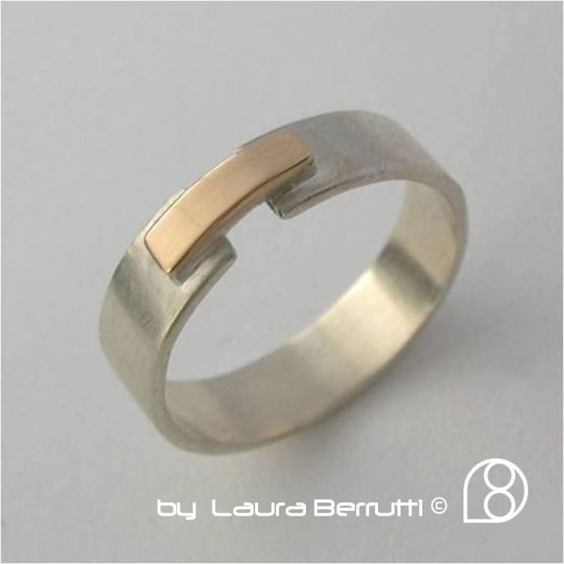 Sterling silver and 14K gold band bridge