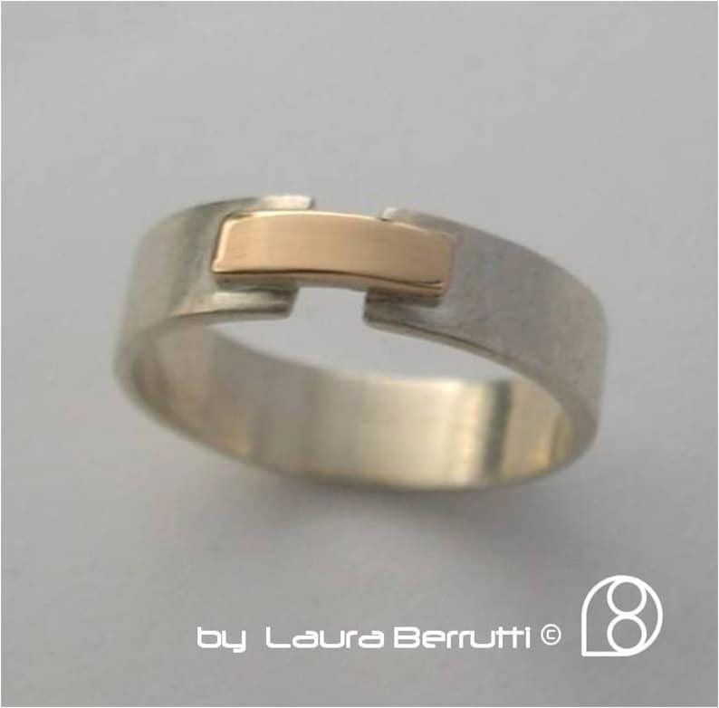 Sterling silver and 14K gold band bridge