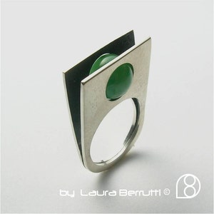 Sterling Ring with Round Jade Stone image 1