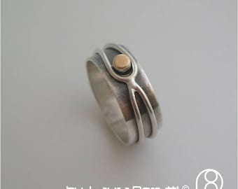 Sterling Siver and 14K Gold ring with a Loop