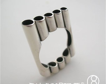 Sterling Silver Ring Made With Tubes