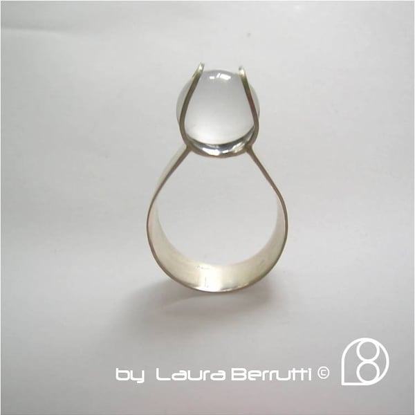 Sterling Ring met Crystal bol in spanning