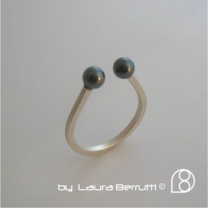 Sterling Silver Ring with Hematite Stones