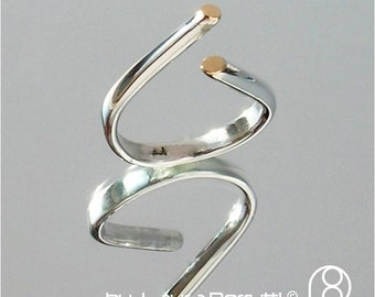 Anel de prata esterlina e ouro 14K