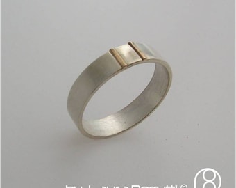 Sterling Silver Band with 18K Gold