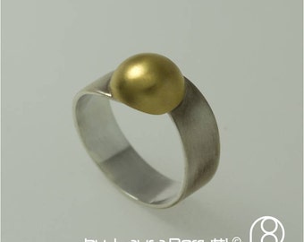 Sterling Silver and 14K Gold Dome Ring