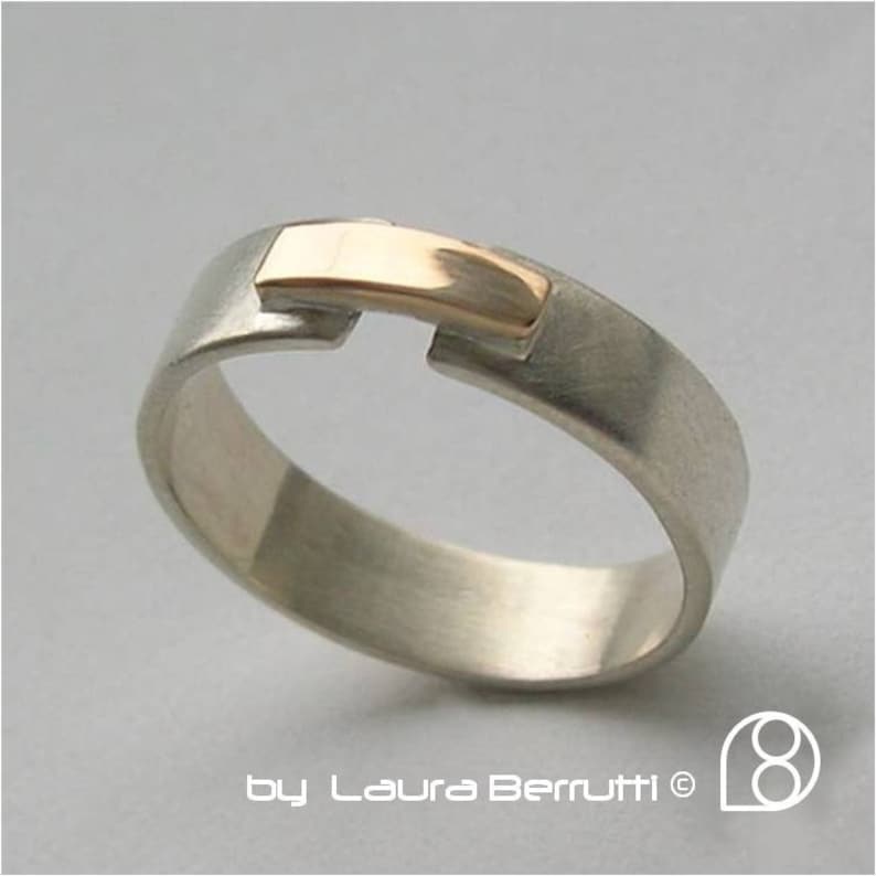 Sterling silver and 14K gold band bridge