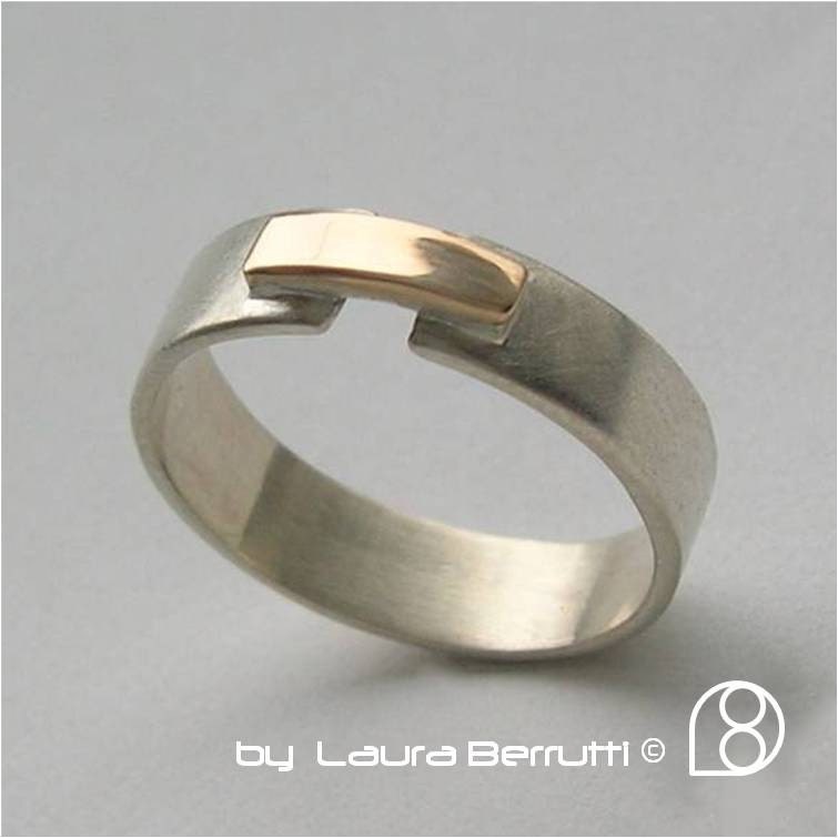 Sterling silver and 14K gold band bridge