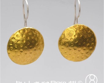 Steling Silver and 24k gold disk earring - Keum Boo