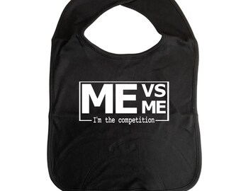 Me Versus Me Competition Bib ADULT Size, Cotton, Clothes Cover, Fun Car Bib Clothing Protection Adult-sized, Humourous Bib, Gag Gift