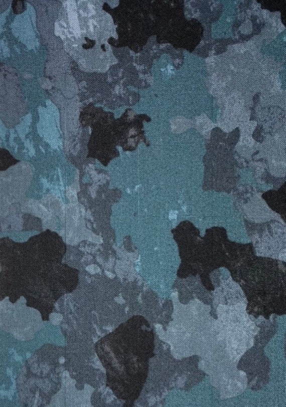 Green Black Incognito Camo Camouflage Print Cotton Fabric by the Yard 