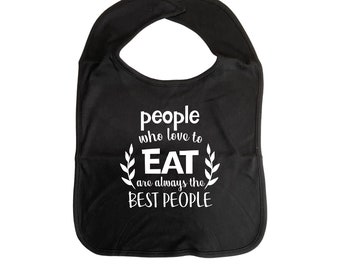 Love to Eat ADULT BIB Cotton, Clothes Cover, Fun Car Bib Clothing Protection Adult-sized, Funny Slogans, Humourous Bib