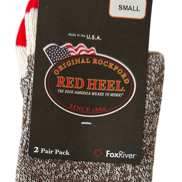 Original Rockford RED HEEL Fox River Work Socks 2 Pair Pack Size Small NEW