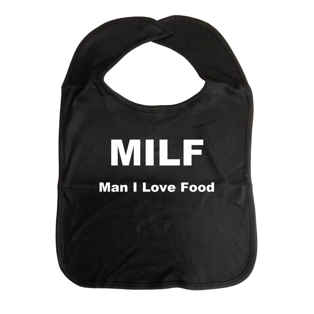 MILF Man I Love Food Bib ADULT Size, Cotton, Clothes Cover, Fun Car Bib