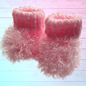 Instant Download Furry Eyelash Baby Booties Original Design KNITTING Pattern PDF in ENGLISH only