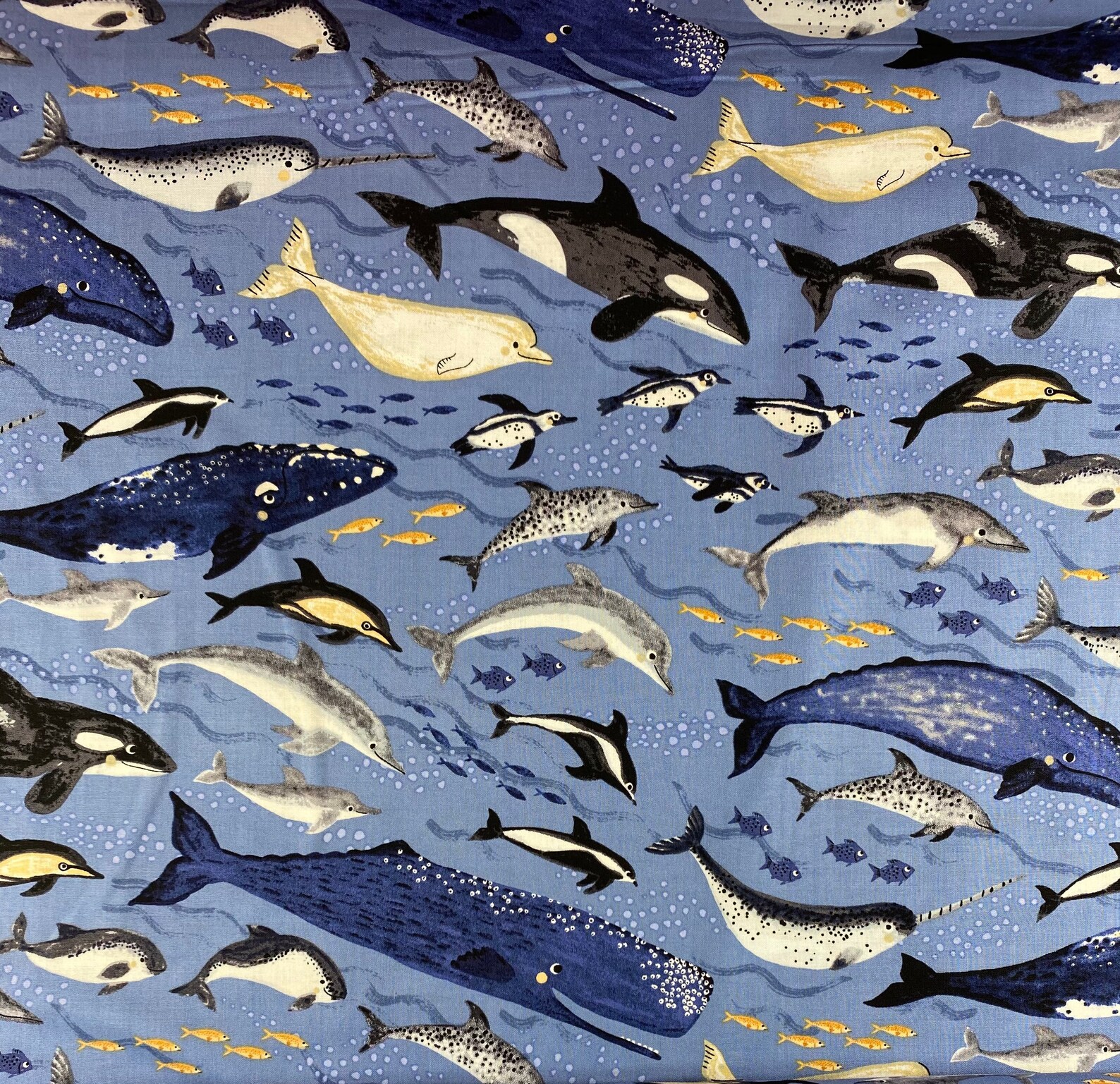 Whale Ocean Theme Print Cotton Fabric by the Yard Etsy