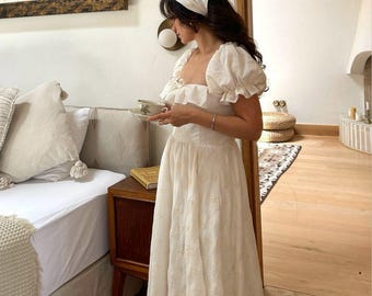 Handmade Muslin Dress | Bohemian Long White Dress
