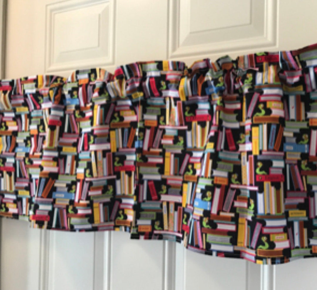 Bookworm Window Display Bookworm Library Back to School Window Topper Curtain Valance, Curtain ...